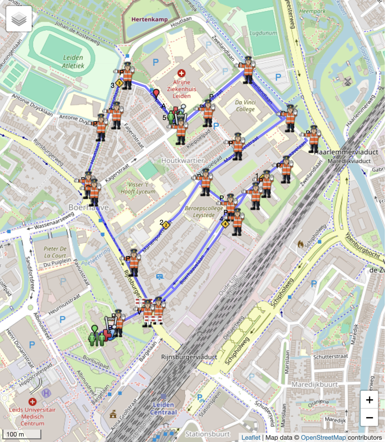Route LLR Leiden parcours